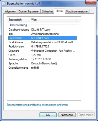 Meine aktuell verwendete ntdll.dll