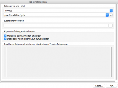 Debugger-Einstellungen