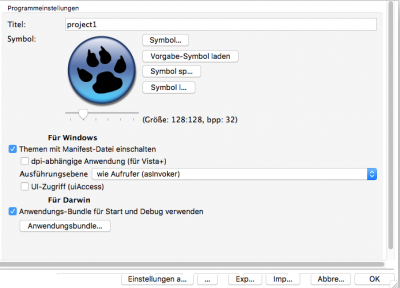 Projekteinstellungen