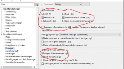 Debuggereinstellungen