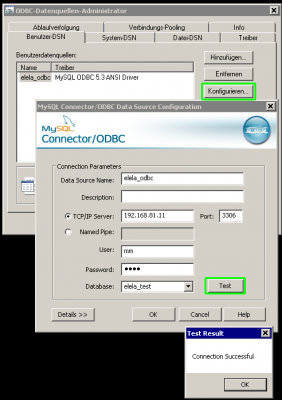 Die Verbindung im zur DB geht im Connector