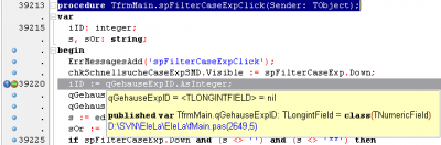 Die Ansicht im Debugger