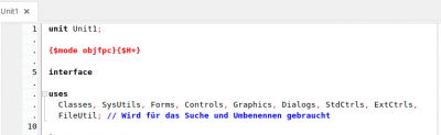 Code und Fehlermeldung