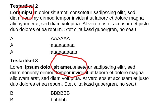 Falsche Berechnung Textteile