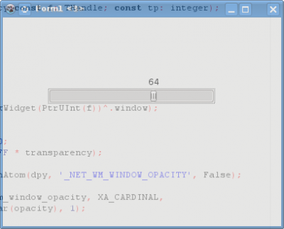 Bei mir läuft alles bestens.<br />Da sieht man den Code für das ganze durch  *gg*<br />Die Trackbar läuft in Prozent, für ne ganze Demo habe ich jetzt aber keine Zeit mehr